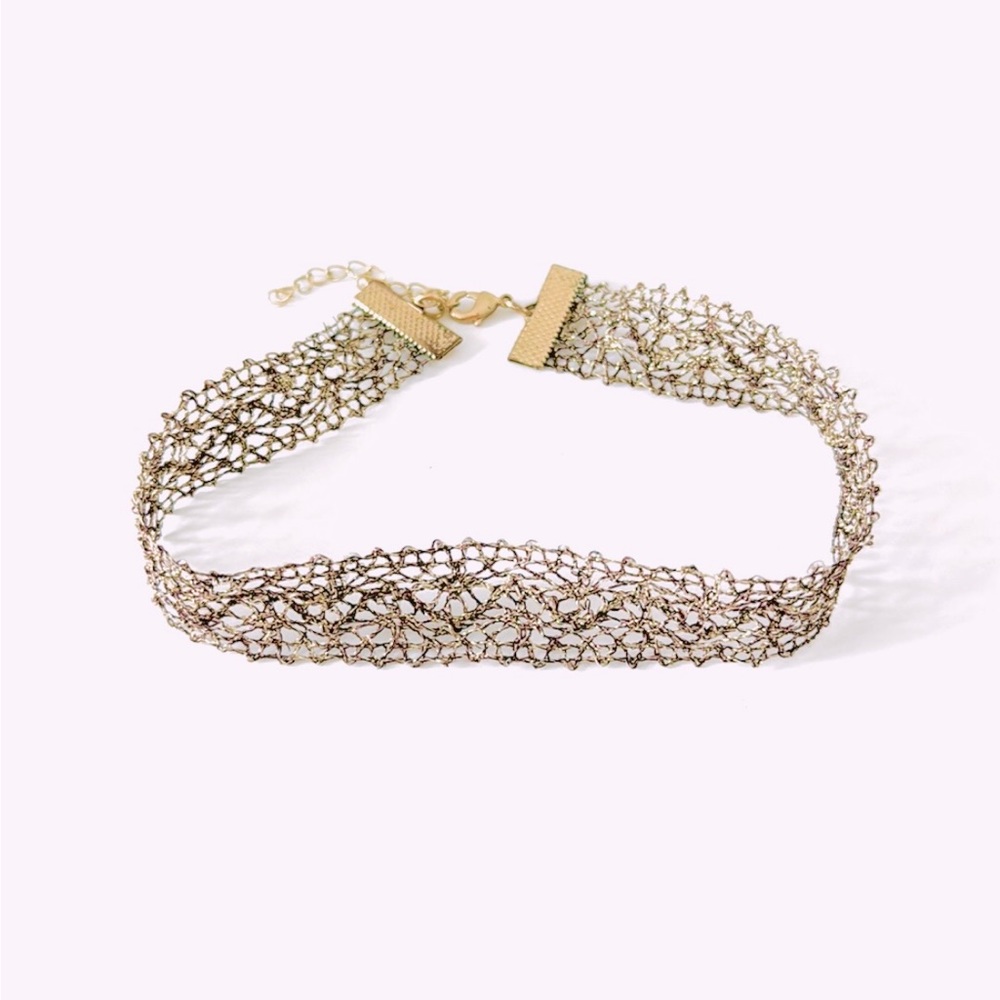 Gold Woven Black Choker